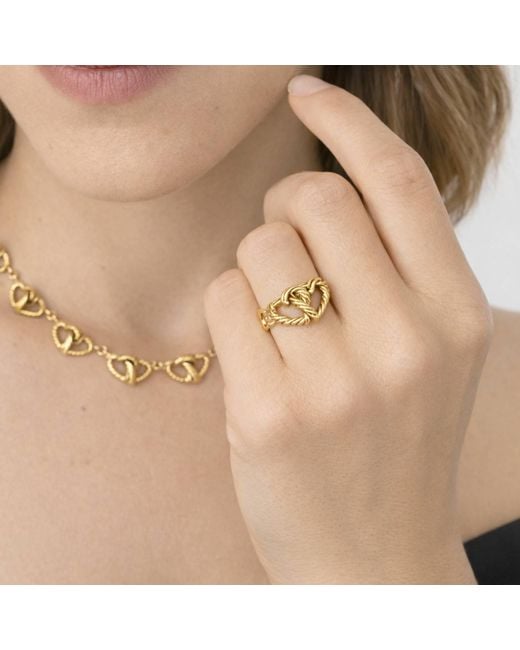 Unaloe Metallic Intertwined Heart Ring