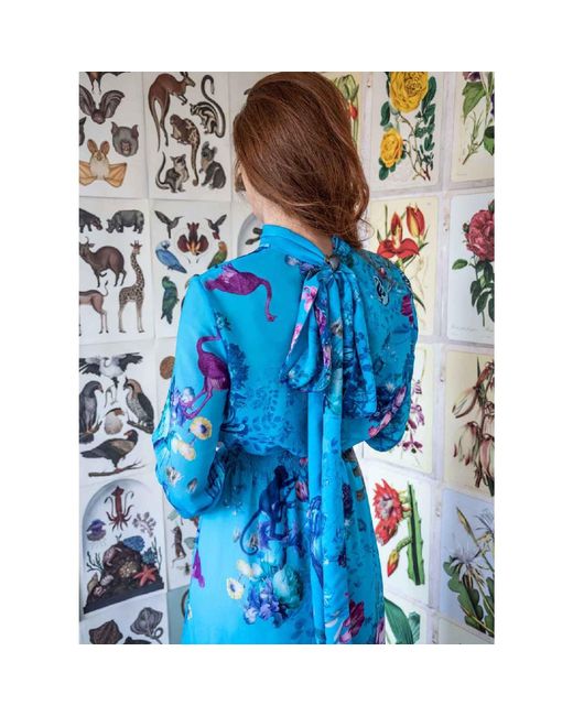Absurde Blue Tinguely Midi Dress With Bow