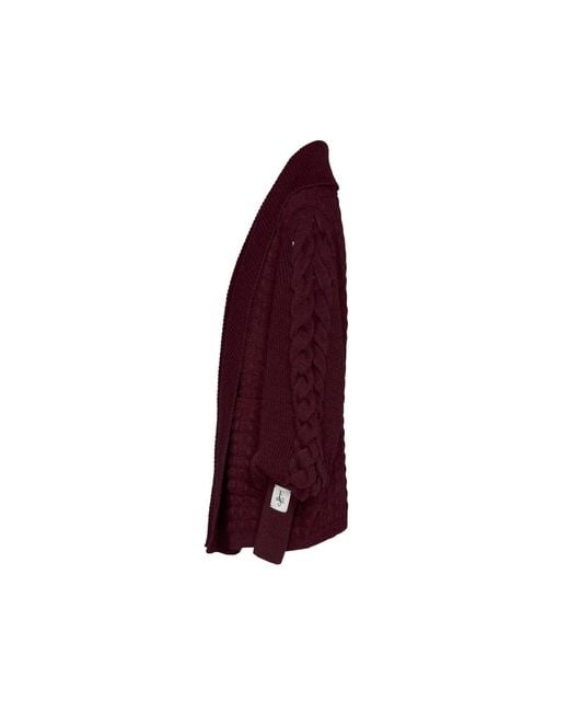 The Extreme Collection Red Burgundy Merlot Merino Wool And Alpaca Knit Cardigan