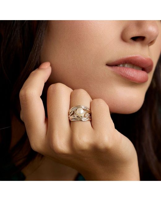 Isla Silver Metallic Pearl Statement Ring