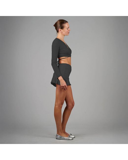 Love and Nostalgia Gray Cross Your Heart Wrap Top