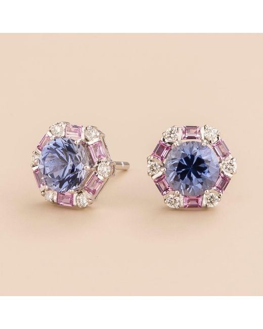 Juvetti Pink Melba Earrings Sapphires, Sapphires, Diamonds