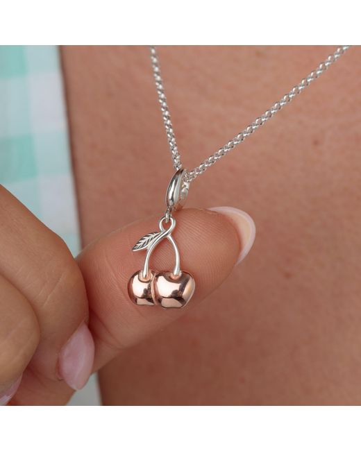Lily Charmed Metallic Rose Sterling Cherry Charm Necklace