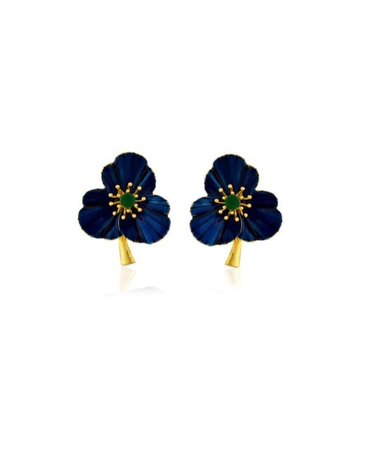 Milou Jewelry Blue Three-Leafed Clover Earrings