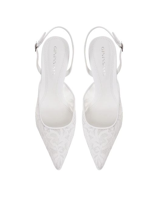 Ginissima White Ines Lace Slingbacks