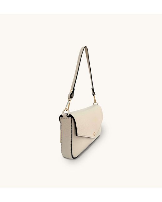 Apatchy London Metallic Neutrals The Munro Stone Leather Shoulder Bag