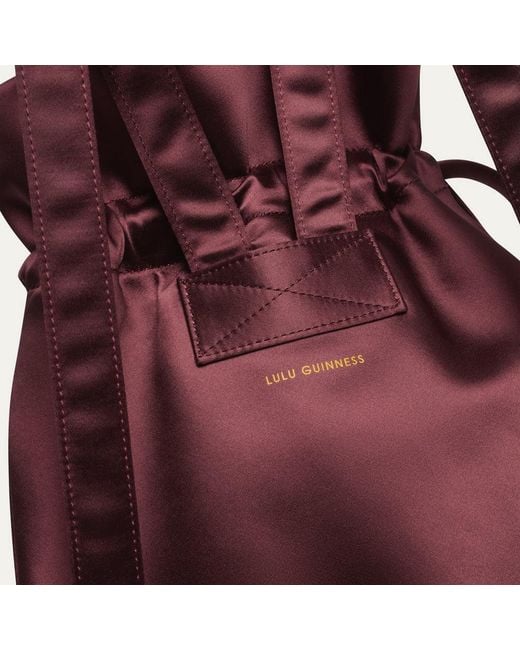 Lulu Guinness Purple Burgundy Satin Hand Backpack