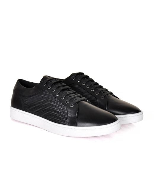 DAVID WEJ Black Bradford Leather Sneakers for men