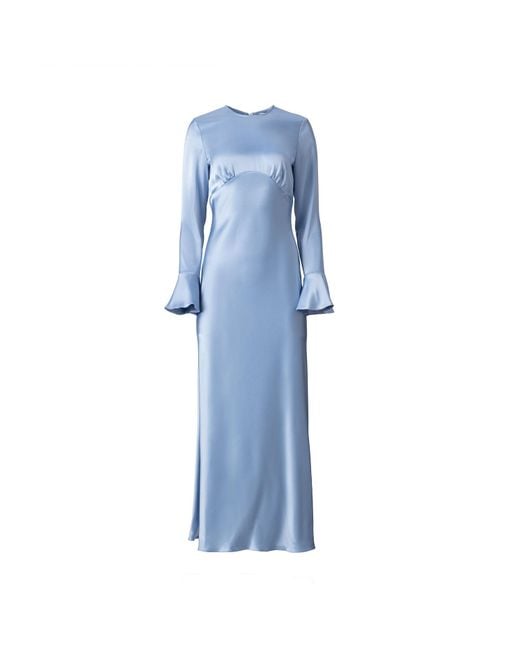 MOOS STUDIO Blue Celeste Satin Maxi Dress