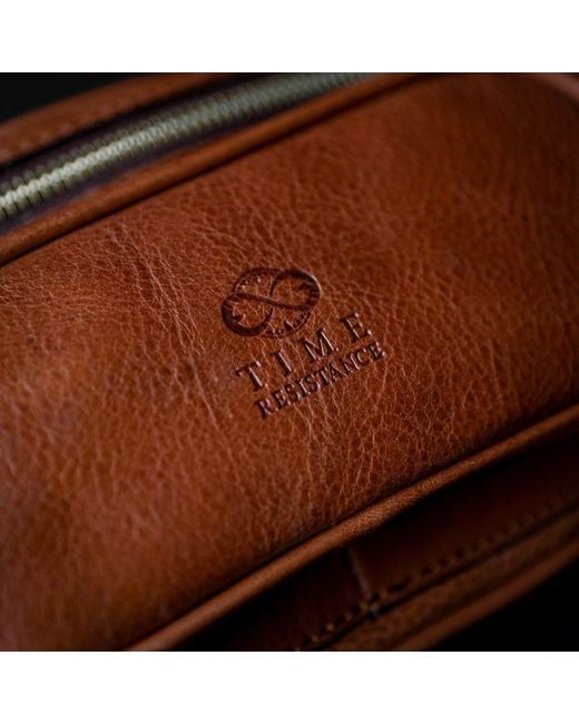 Time Resistance Brown Leather Sling Bag Belly Bag