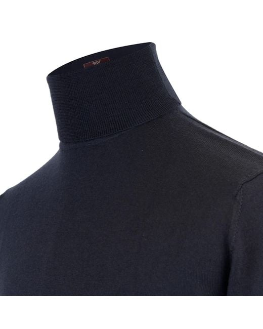 DAVID WEJ Blue Harry Merino Wool Roll Neck Sweater for men