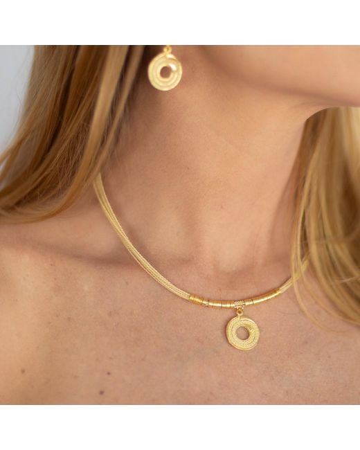 Nart Nature Making Art Metallic The Spiral Buriti Natural Fiber Necklace