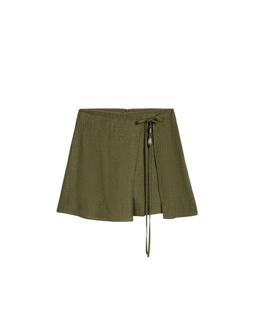 Nocturne Green Neutrals Wrap Mini Skirt