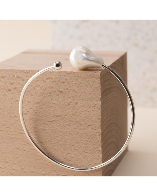 Silver Moon Metallic Sterling Bracelet With Pearl