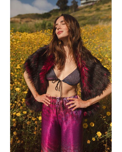 Jennafer Grace Red Sangre Faux Fur Shawl
