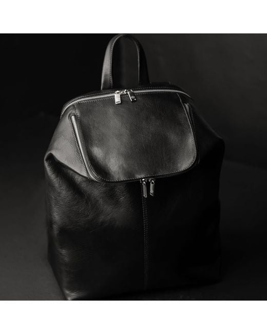 Time Resistance Black Leather Backpack For