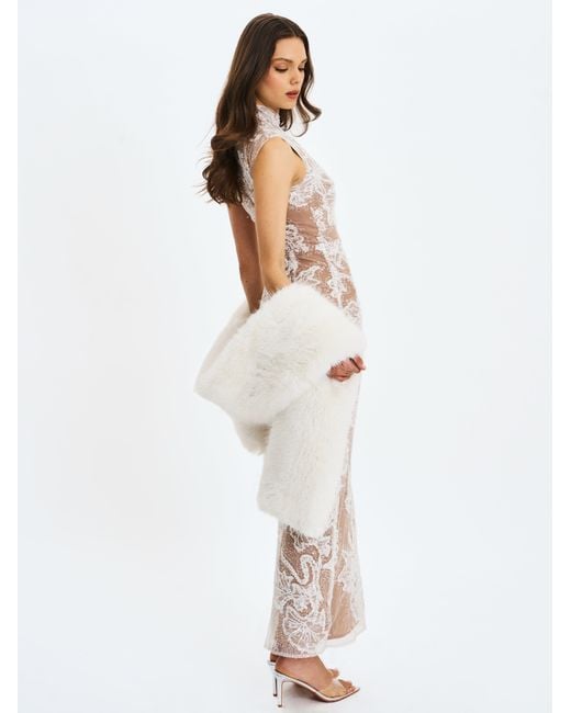 Miss Circle New York White Jazmin Multi-Wear Faux Fur Scarf