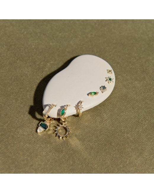 Zohreh Green Tourmaline, Diamond & Moonstone Earring Charm 9K