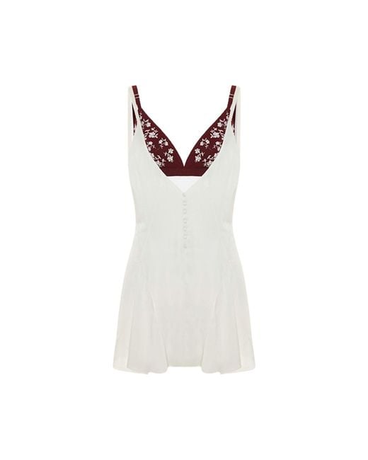 Pcfg White The Broderie Anglaise Edit Satin Dress With Embroidered Bra Panel