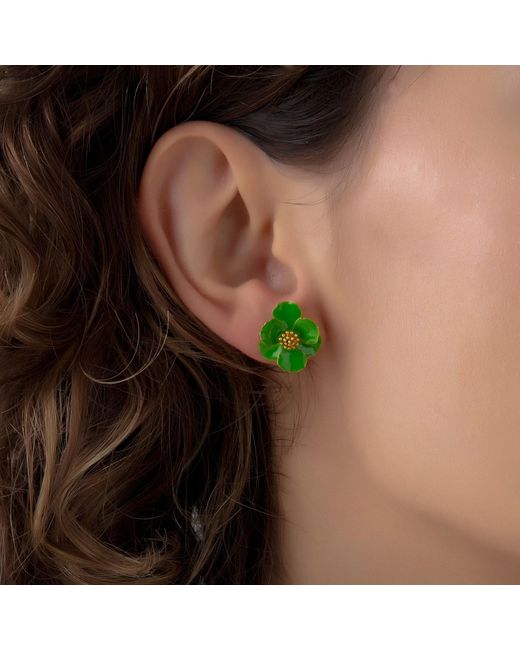 Milou Jewelry Green Light Petite Flower Earrings