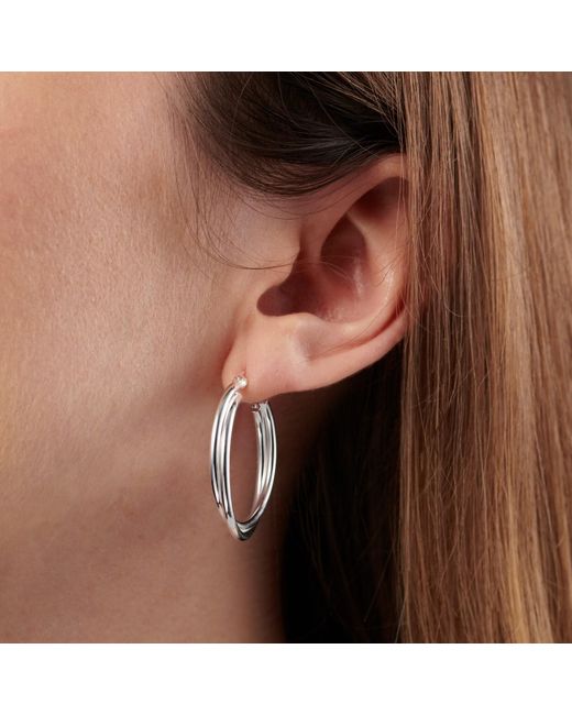 Posh Totty Designs Metallic Sterling Silver Large Interlinking Hoop Creole Earrings
