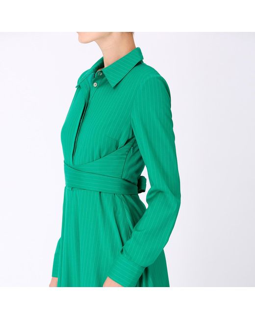 Smart and Joy Green Fit-And-Flare Tailor Shirt-Dress Crossedf Belt