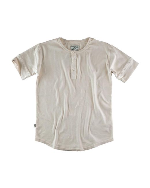 &SONS Trading Co Gray Neutrals &Sons The New Elder Henley Short Sleeve Shirt Raw for men