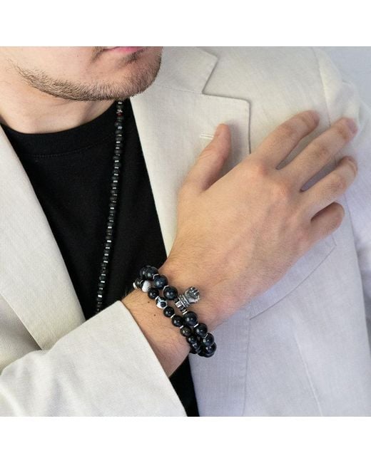 Ebru Jewelry Black Tiger's Eye Powerful Bracelet for men