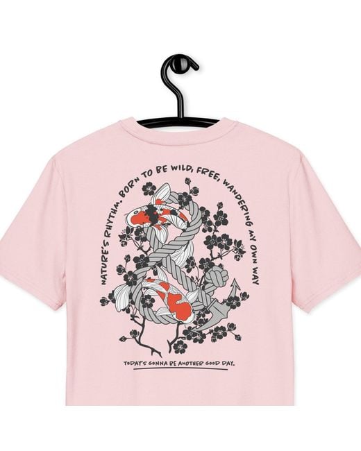Anchor and Crew Pink Cotton Koi Fish Another Good Day Organic Cotton T-Shirt