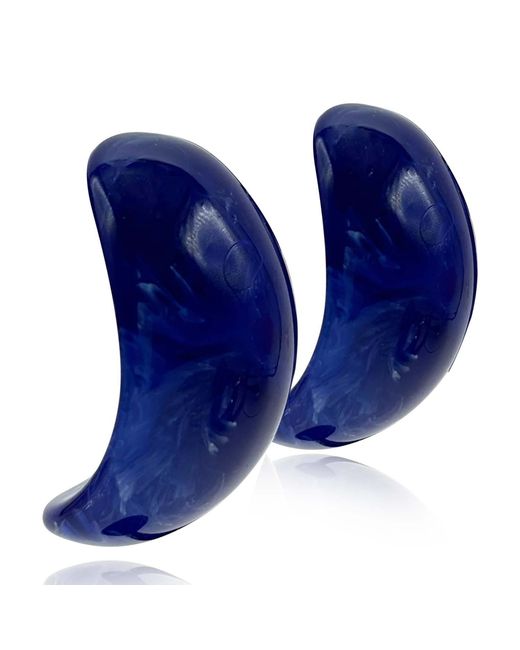 Michael Nash Jewelry Blue Merrie Marbled Resin Semi Hoop Clip On Earrings