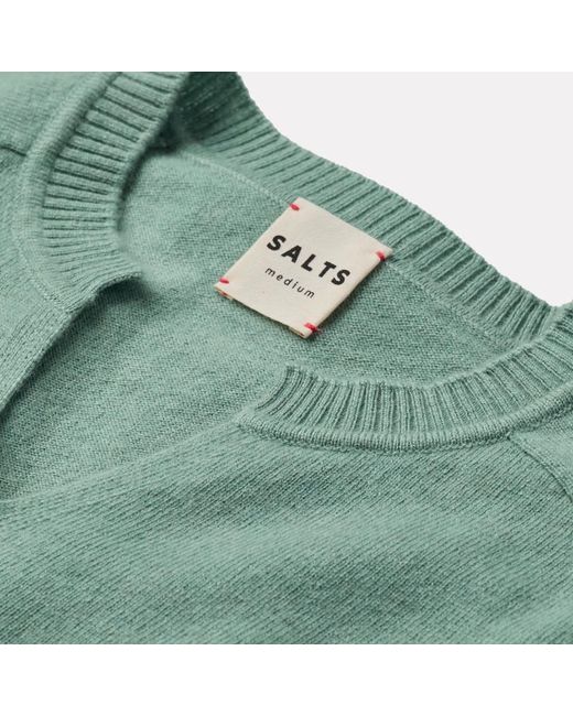 Salts Cashmere Green Ombre Split Crew Neck Sweater