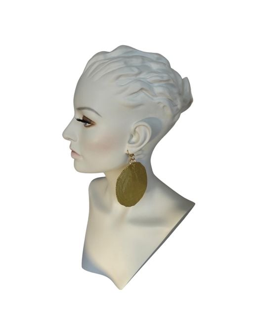 Romer Millinery Green Metallic Silk Coin Earings Assymetrical