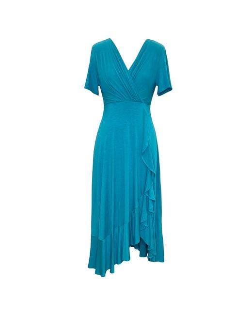 Alie Street London Blue Waterfall Midi Special Occasion Dress In Celestial