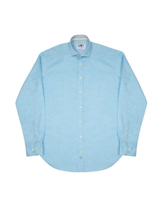 Koy Clothing Men's Blue Pale Cotton Linen Shirt