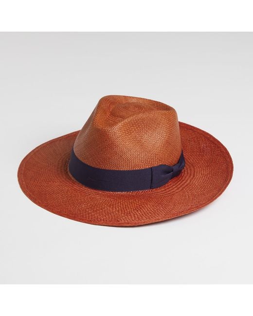 Dasmarca Hats Red Dasmarca Newton Wide Brim Summer Genuine Panama Straw Hat For - Cinnamon