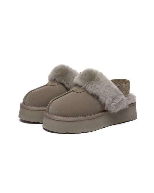 EverAu Australia Brown Wagtail Removable Strap Platform Slippers