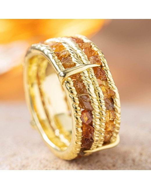 German Kabirski Metallic Tartine Raw Spessartine Garnet Plated Ring