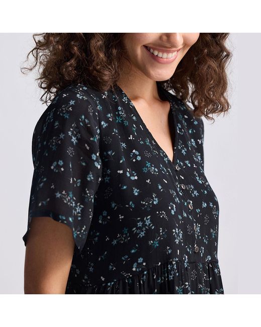 REISTOR Black Floral Short Tiered Dress