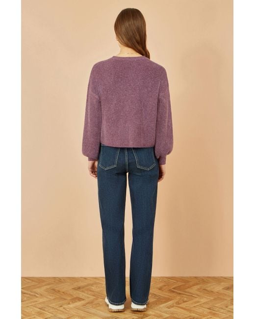 Yumi' Purple Marl Knit Cardigan