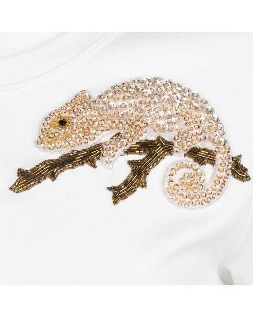 House of Laines London White Laines Couture Embellished Chameleon T-Shirt