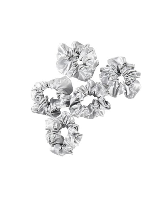 Soft Strokes Silk Metallic Pure Mulberry Silk French Scrunchie Set Of Five