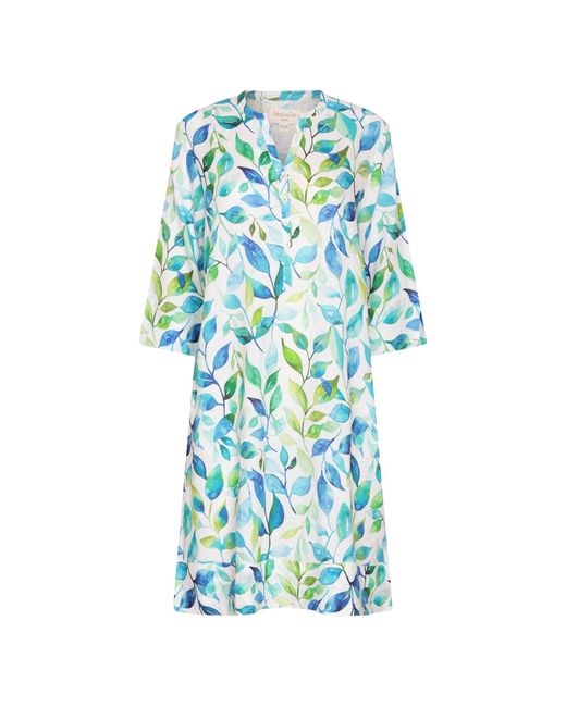 NoLoGo-chic Blue Sea Crest Print Tunic Classic Dress Linen