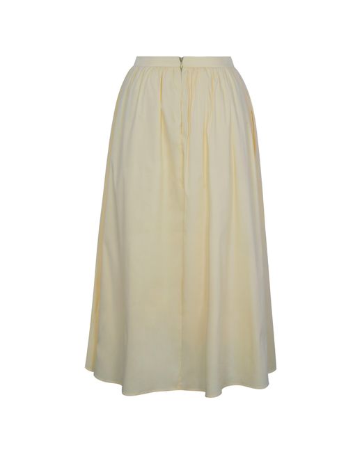 Miss Circle New York White Wina Lemon Cotton Poplin Low-Waisted Maxi Skirt