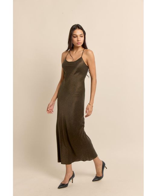 Lily Rou Lily Rou Marina Silk Midi Slip Dress in Brown | Lyst UK