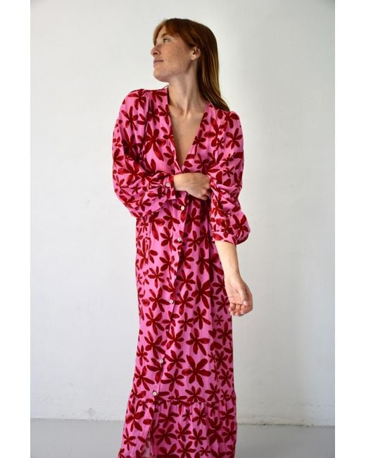 Mind Traveler Red Micaela Floral Dress