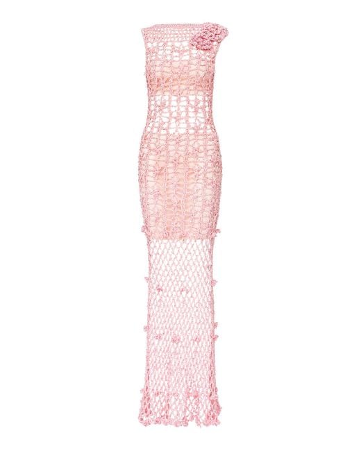 Andreeva Pink Vanilla Handmade Maxi Crochet Dress