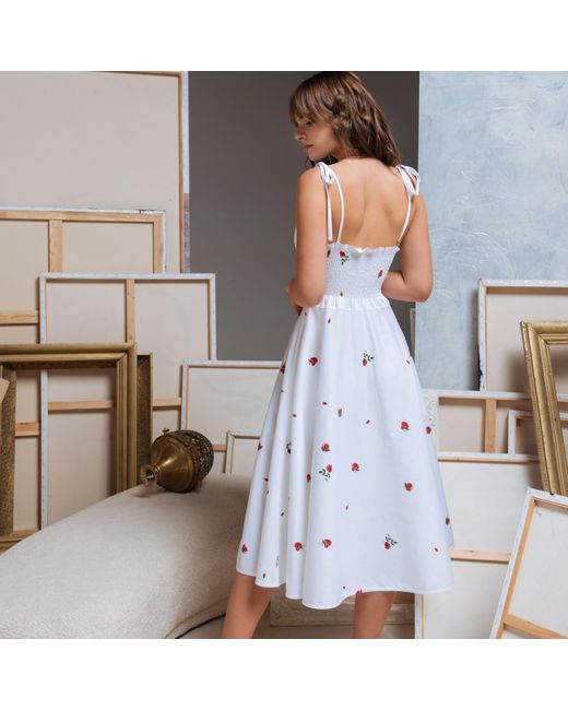 RainSisters White Sundress With Floral Print: Petite Fleur