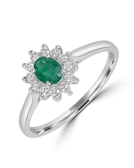 Artisan Metallic 18K Oval Emerald & Diamond Halo Ring