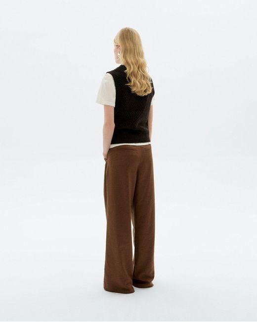 Thinking Mu Brown Wide Leg Pleat Molly Pants