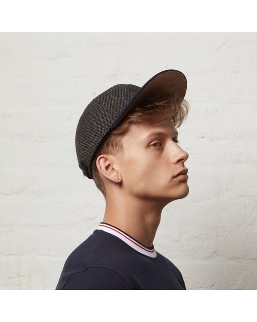 Dasmarca Hats Blue Johnny Nailhead Tweed Wool Baseball Cap for men